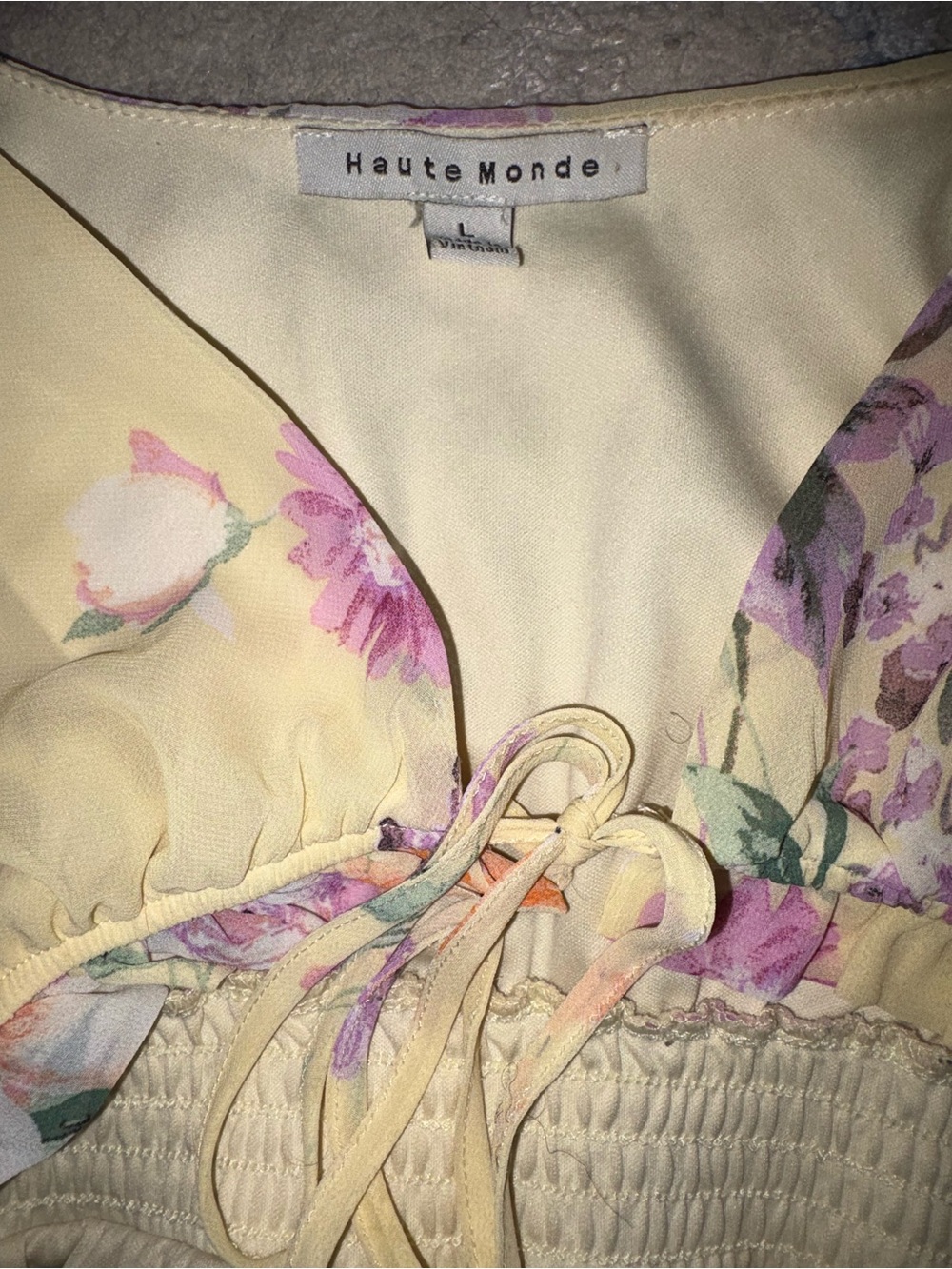 Haute Monde Yellow Floral Tie-Shoulder Sundress - Picture 4 of 5